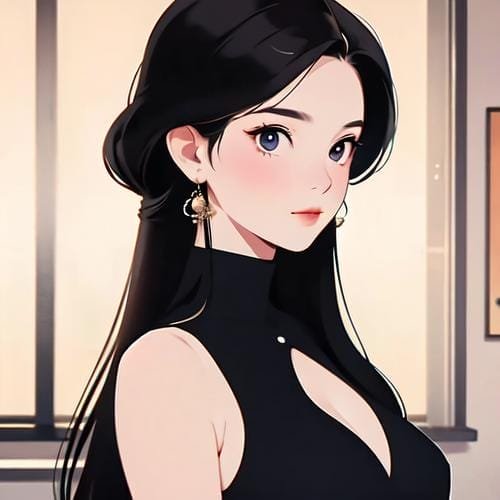 黑发角色插画